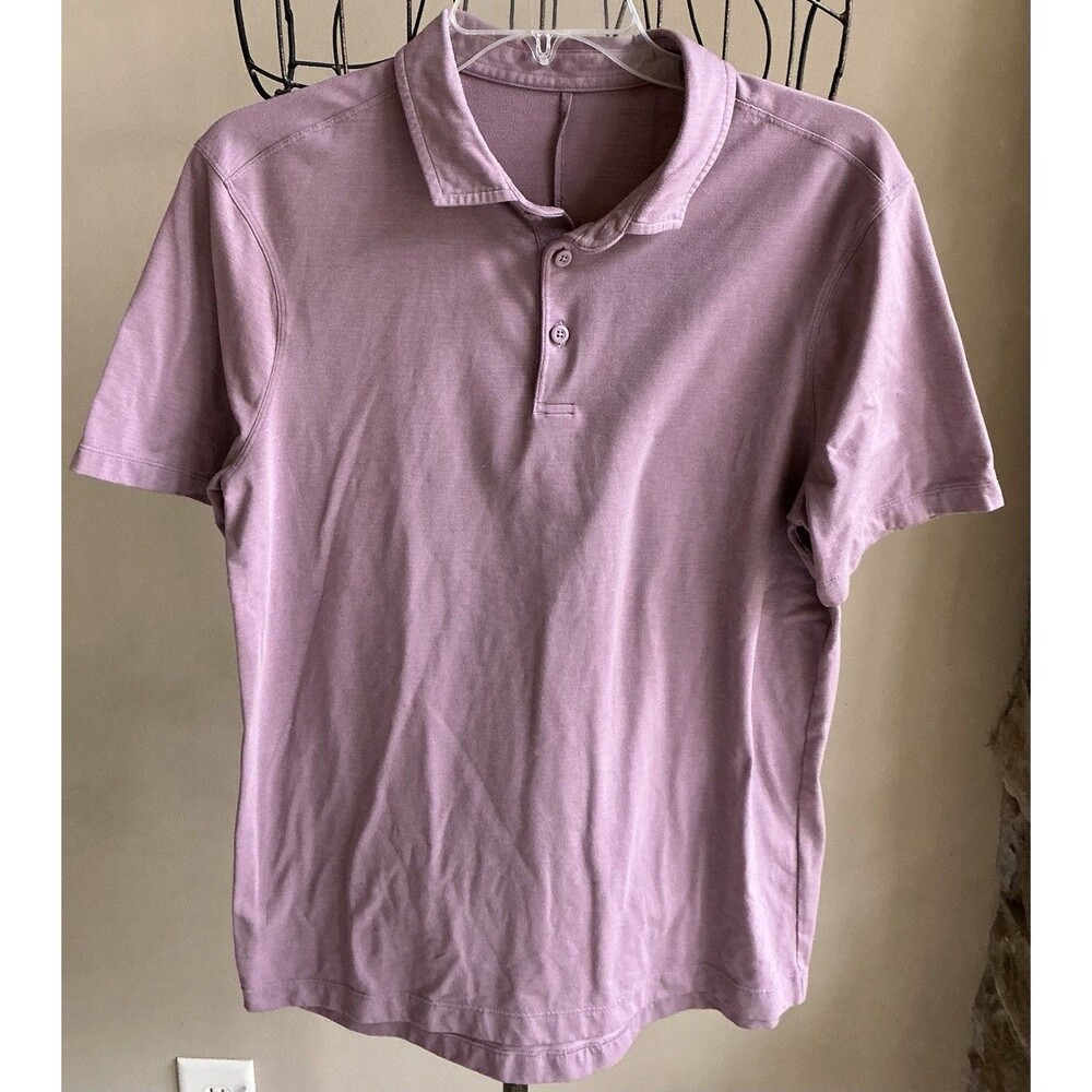 Lululemon Evolution Men’s Short Sleeve Polo Shirt Dusty Rose Small EUC